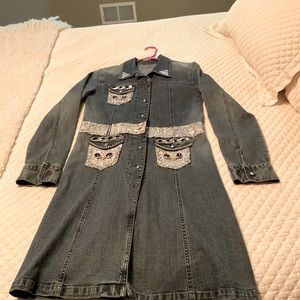 Custom made long Jean jacket